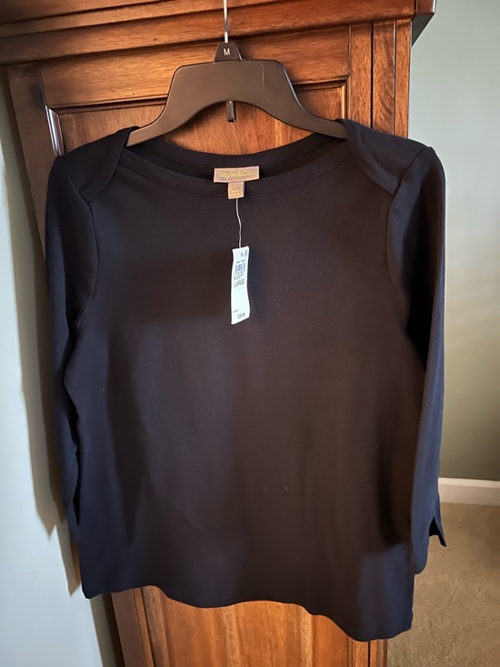 Style & Co. Tops - Style & Co. Black Boatneck 3/4 Sleeve Top